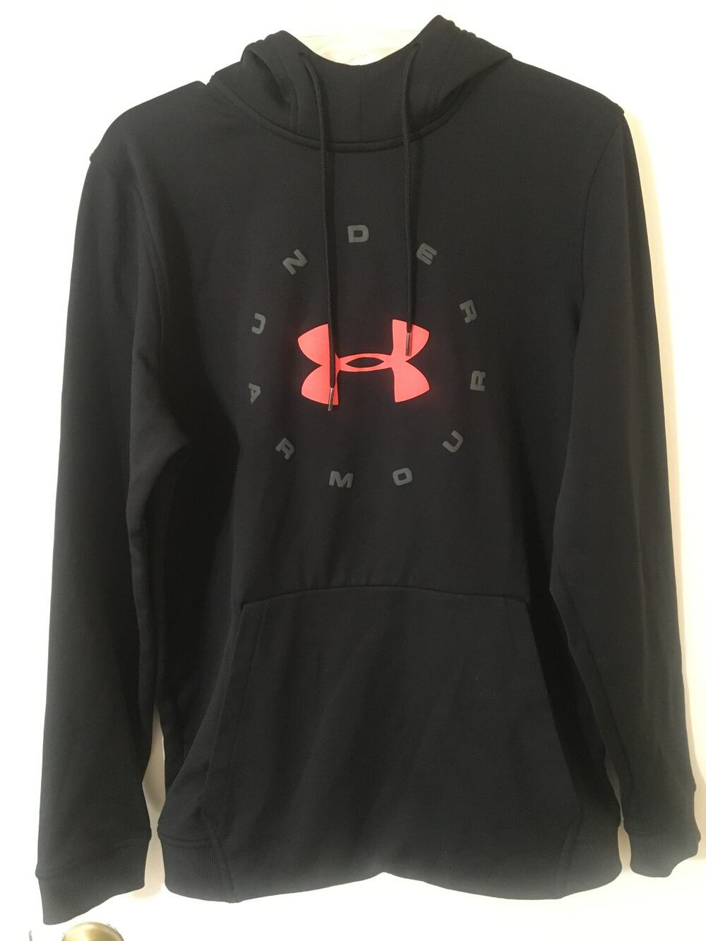 Under Armour Loose Hoodie, Medium Cold Gear Black with Coral Accents